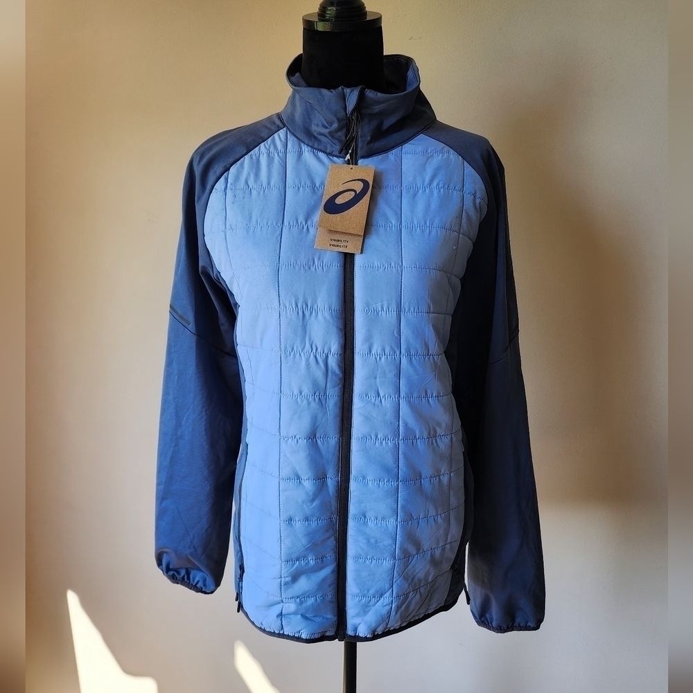 NWT Asics Hybrid Running Full Zip Blue Jacket Women's Size S.